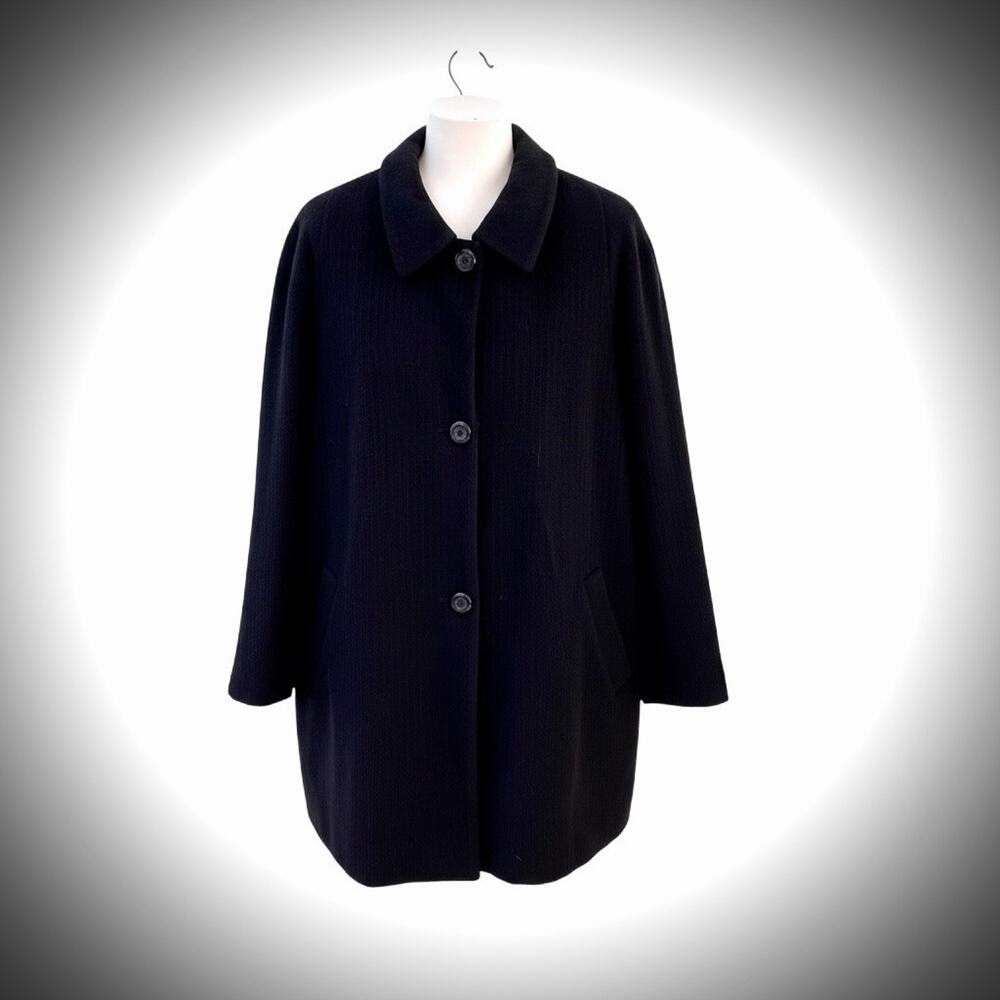 Vintage Jones New York 75% Wool 25% Alpaca Black Winter Car Coat Size 20-22.